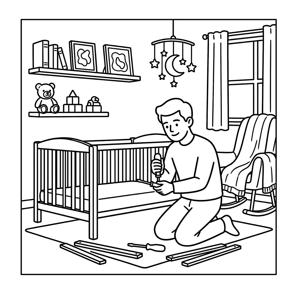 Pregnancy keepsake coloring book with memory pages, gentle scenes, and space for notes, photos, and baby memories.