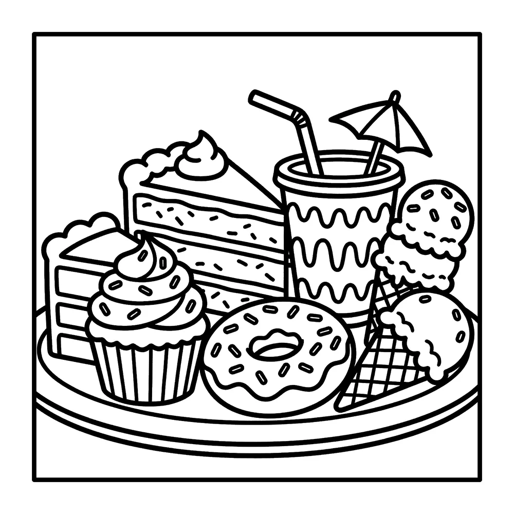 Sweet Treats – Bold and Easy Digital Coloring Pages