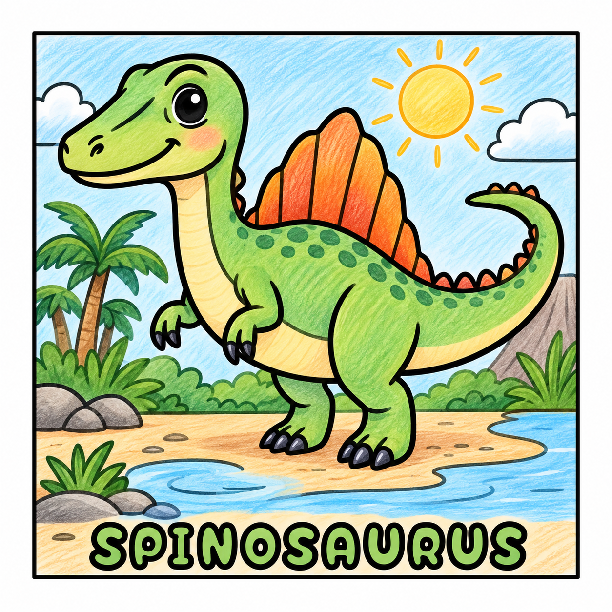 Bold and Easy, Cute Dinosaurs Coloring