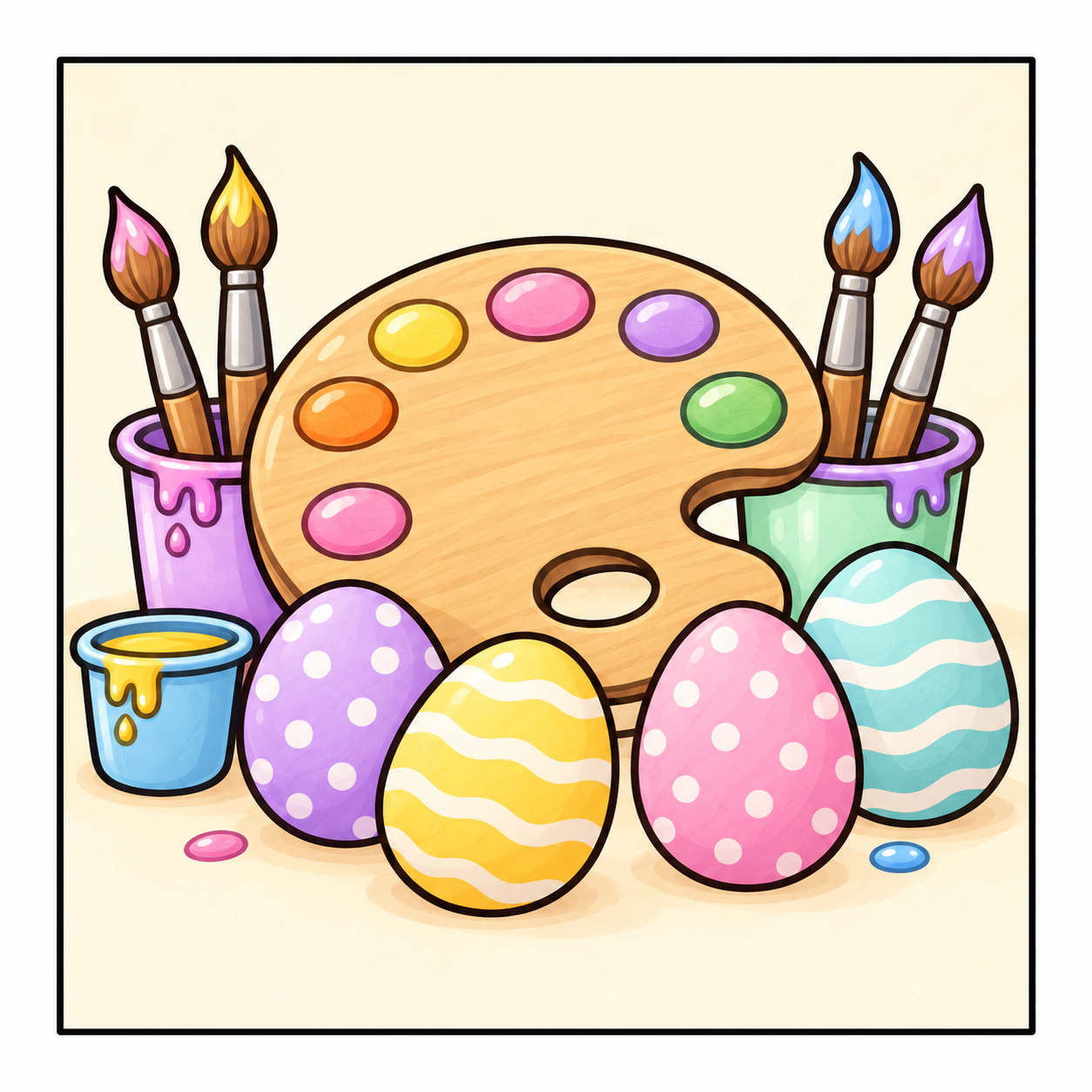 Bold & Easy Easter coloring page with painting