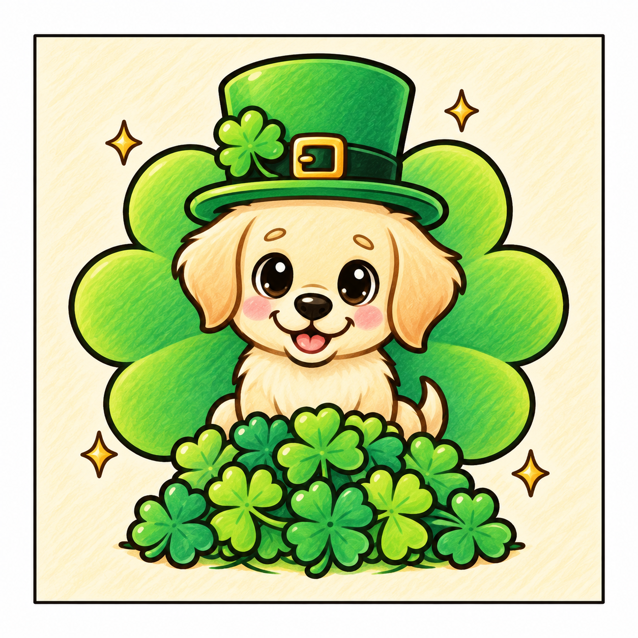 Bold & Easy St. Patrick’s Day coloring page with a puppy