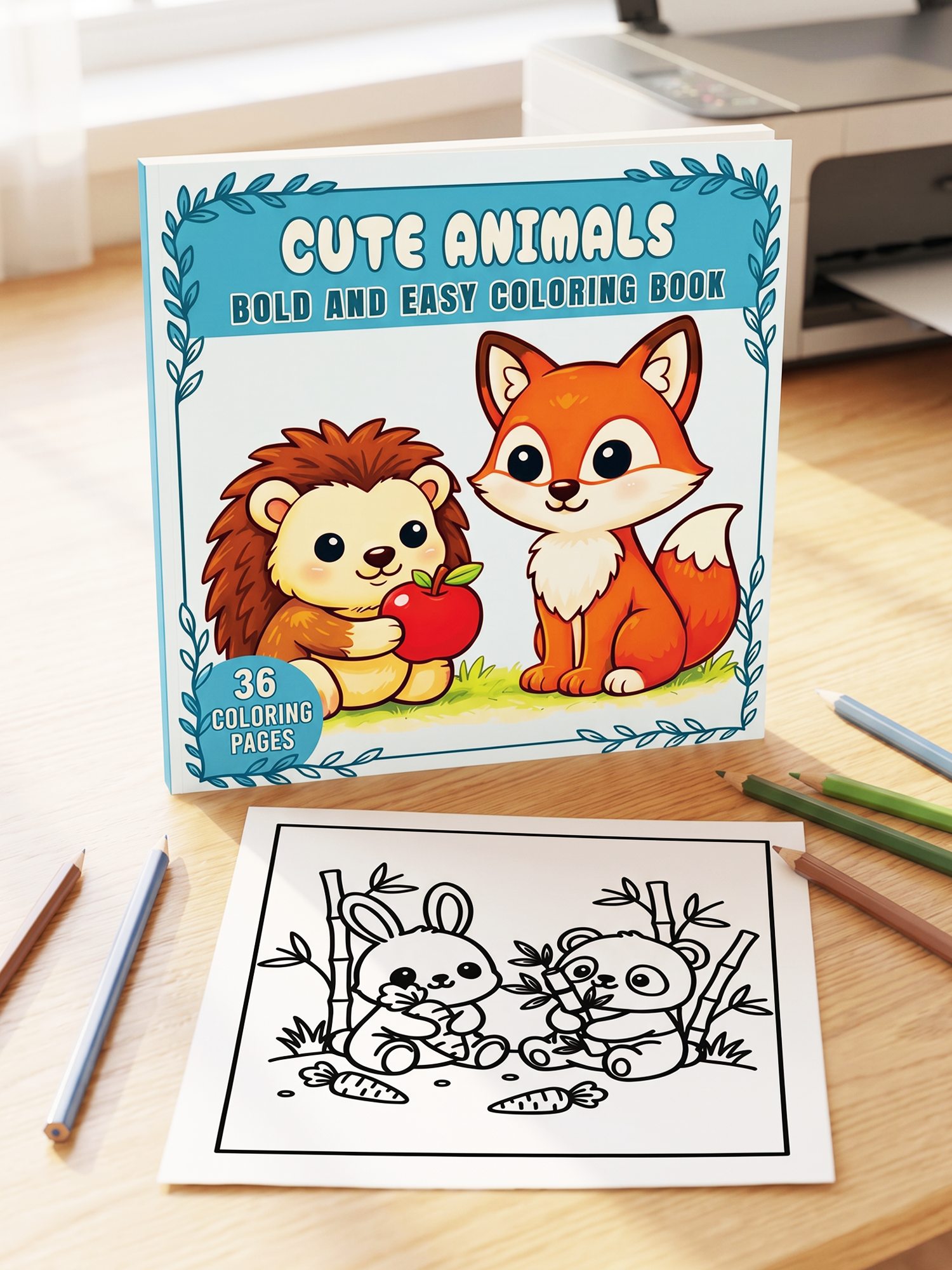 Cute Animals – Bold and Easy Printable Coloring Pages with 36 simple animal pages, bold outlines, and easy designs for young kids and beginners.