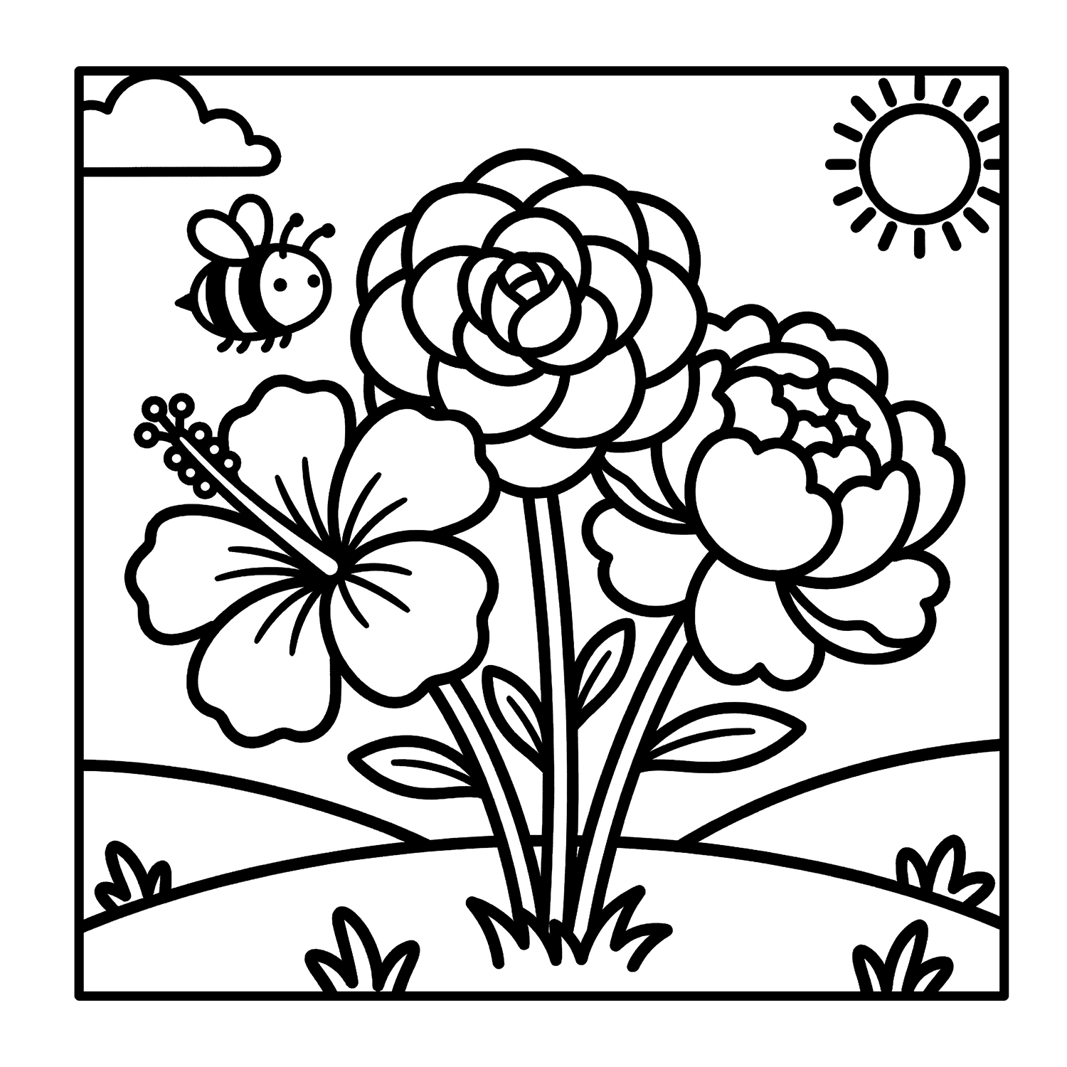 Cute Flowers — Bold and Easy Coloring Pages