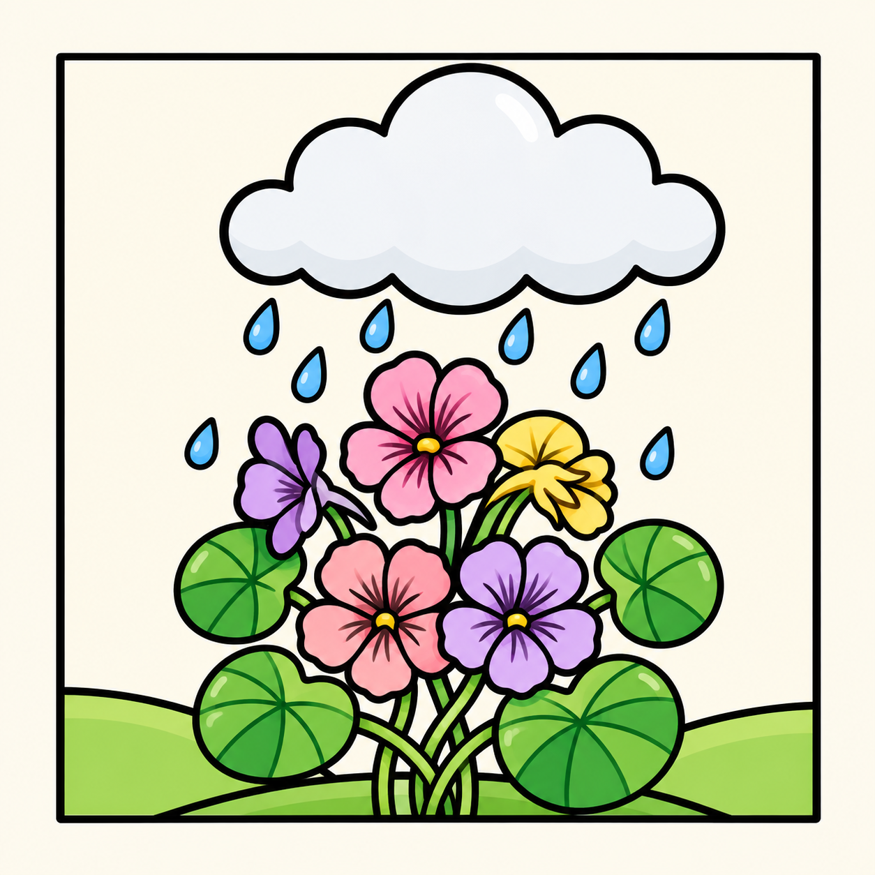 Cute Flowers — Bold and Easy Coloring Pages
