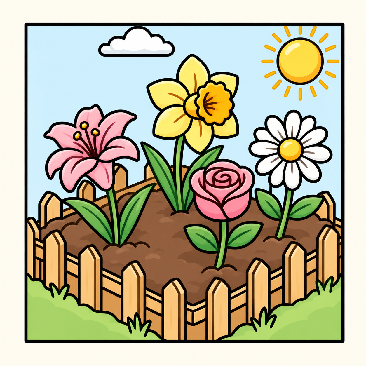 Cute Flowers — Bold and Easy Coloring Pages