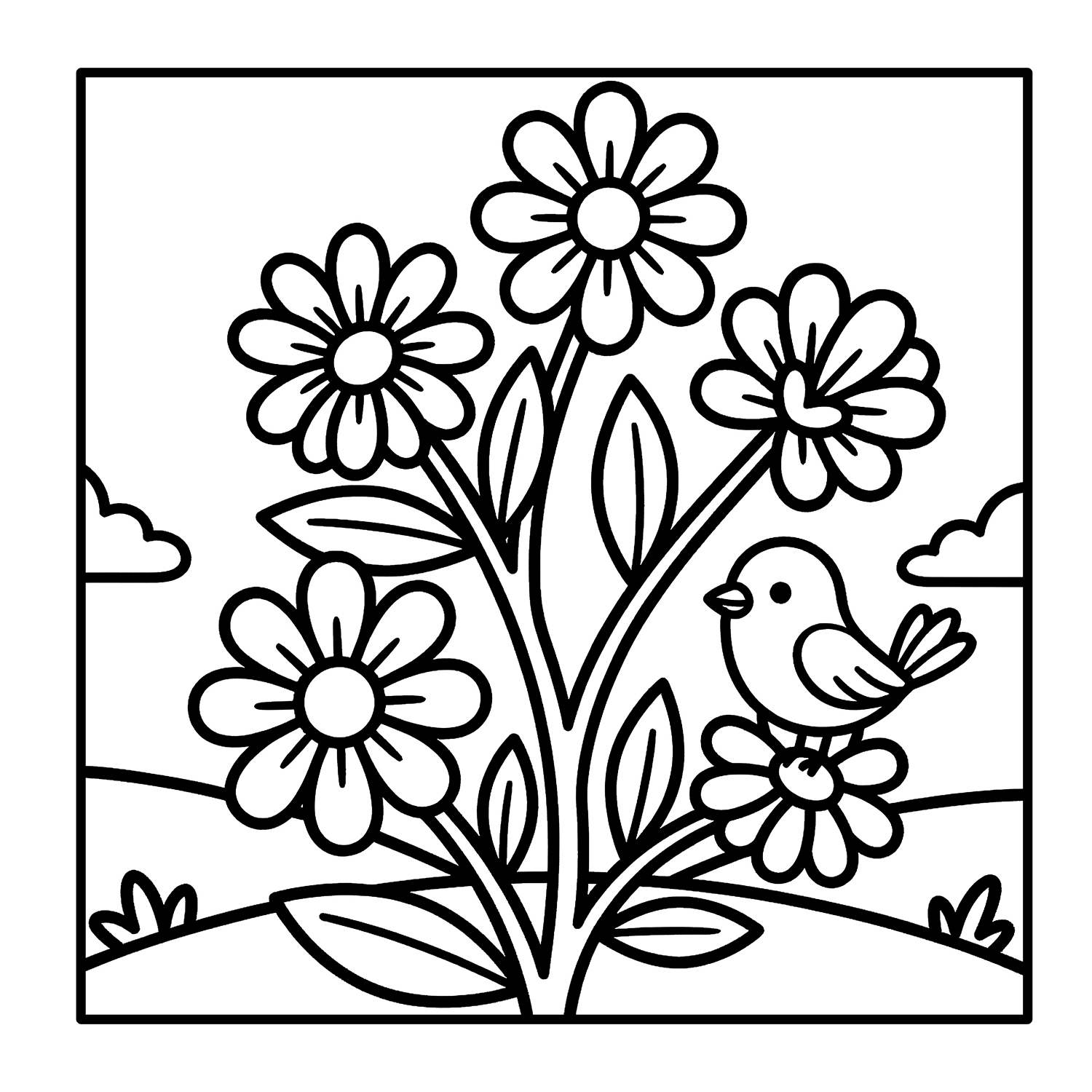 Cute Flowers — Bold and Easy Coloring Pages