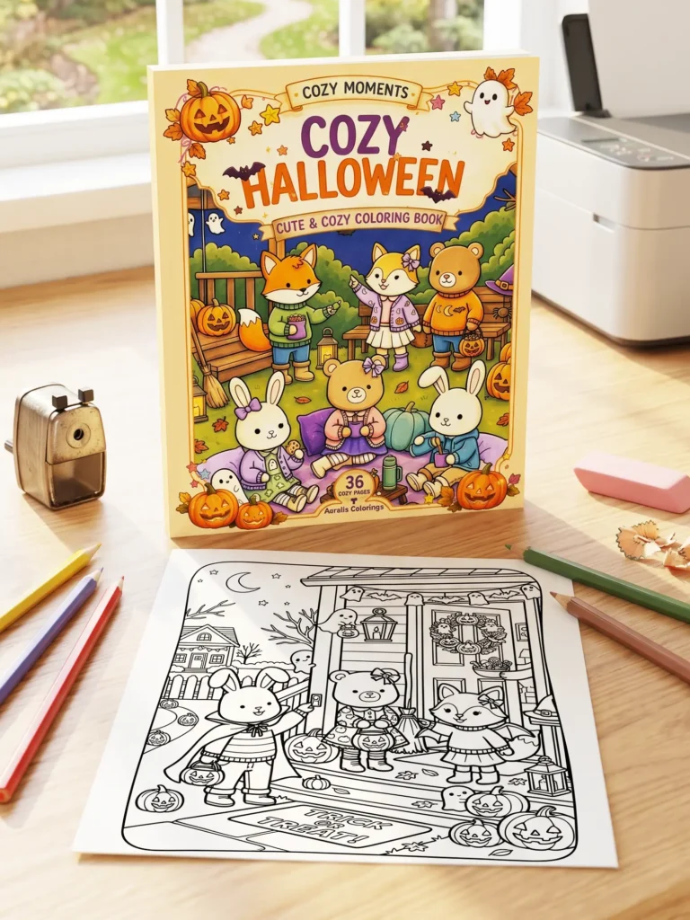 Halloween Cozy Moments Coloring Pages