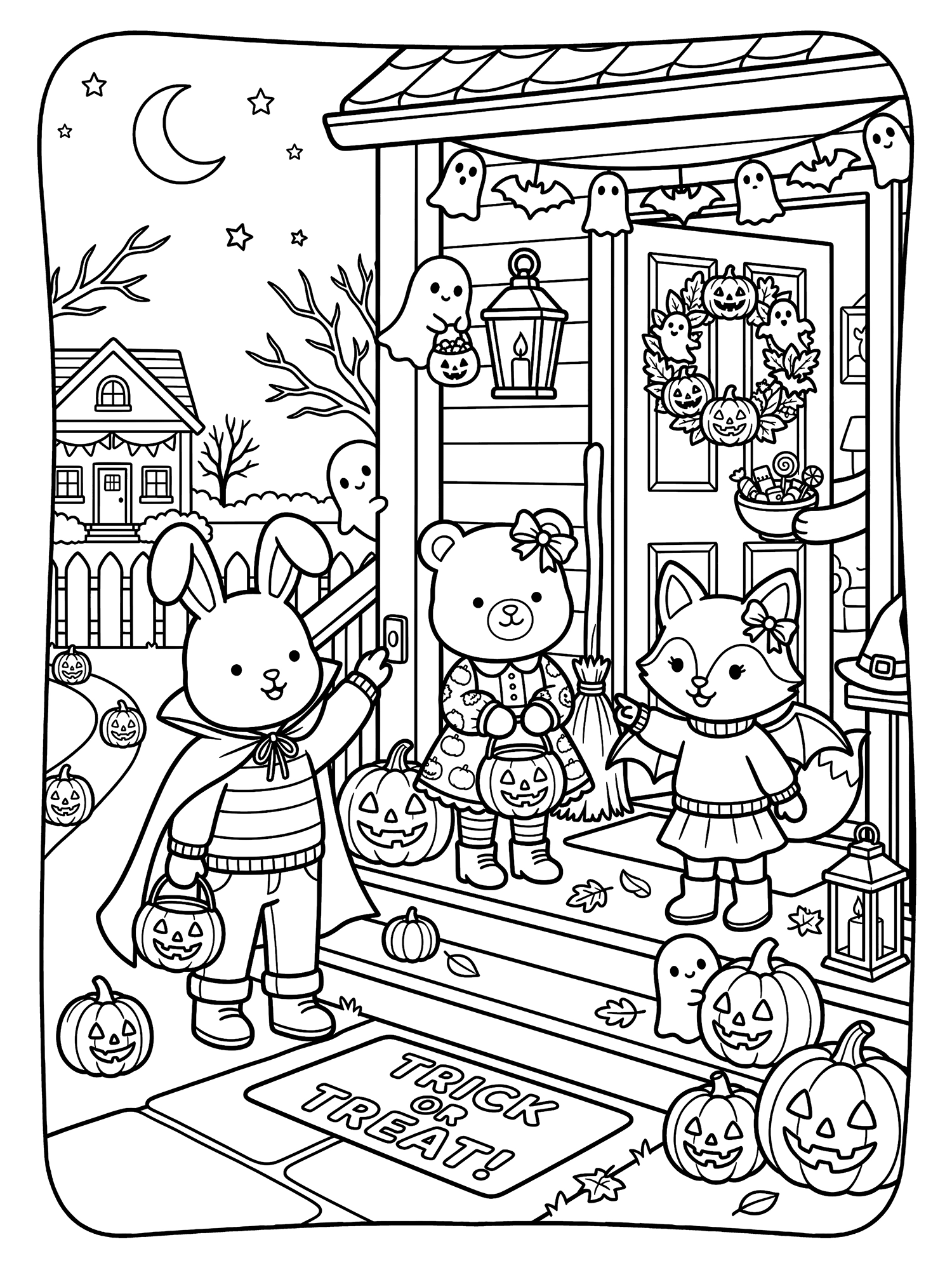 Halloween Cozy Moments Coloring Pages