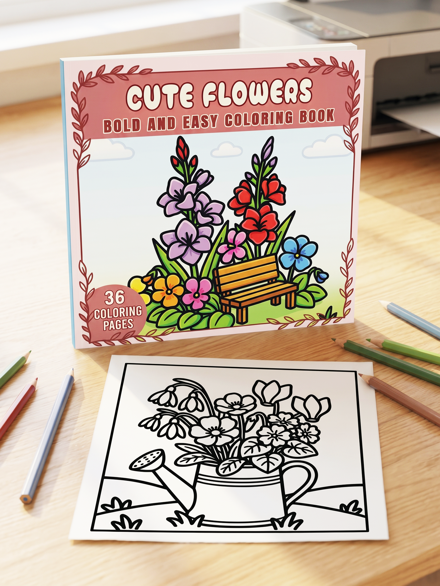 Cute Flowers — Bold and Easy Coloring Pages