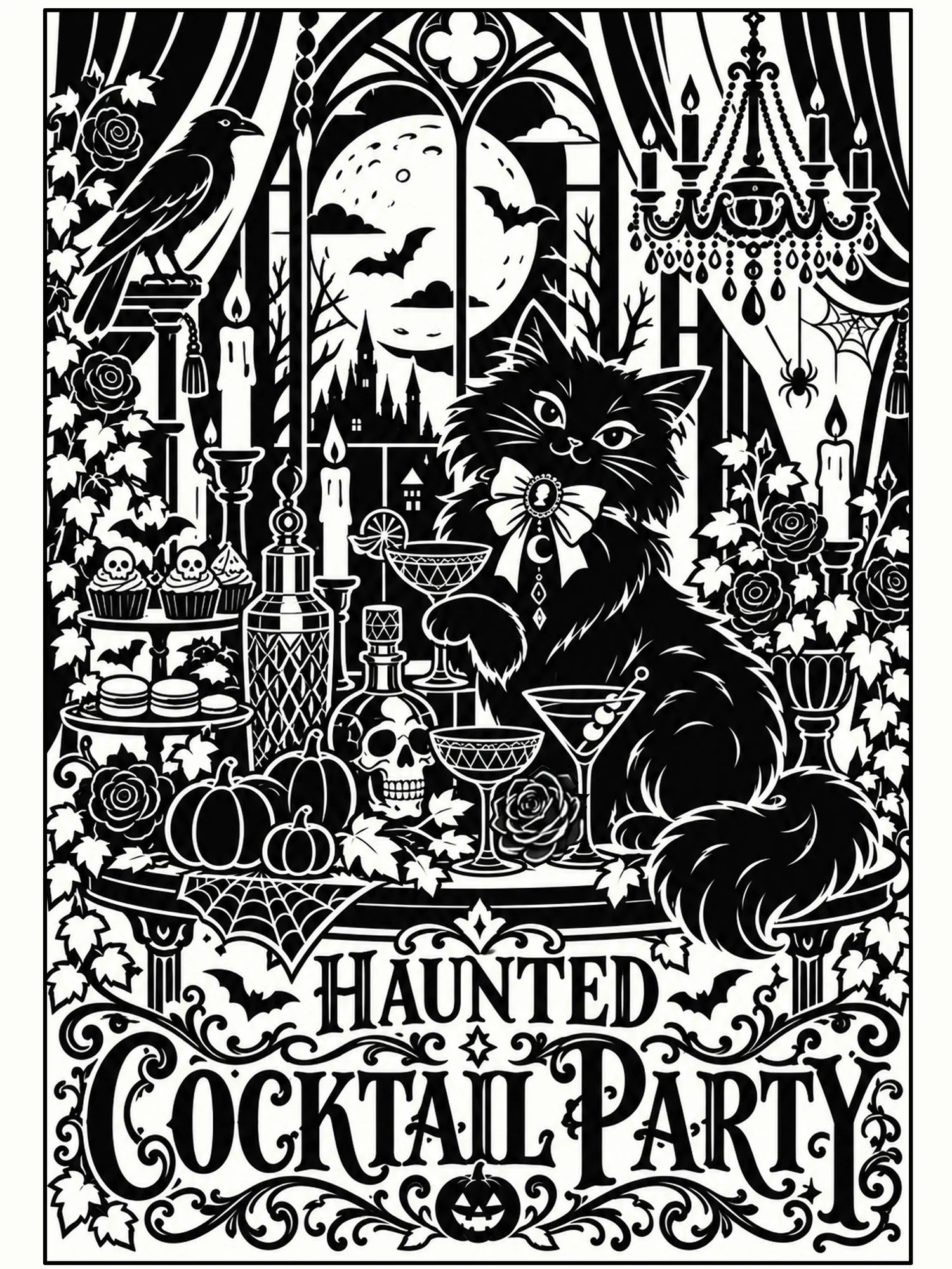 The Haunted Cocktail Party Wall Art in Flat Black.