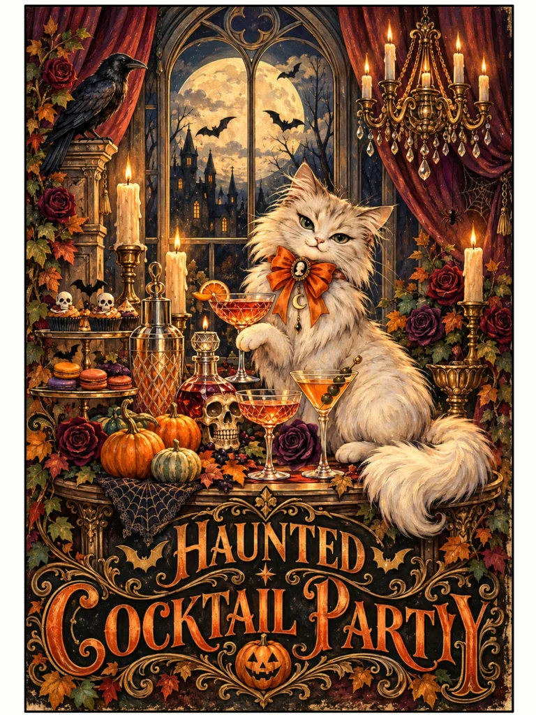 The Haunted Cocktail Party Wall Art in Full Color.