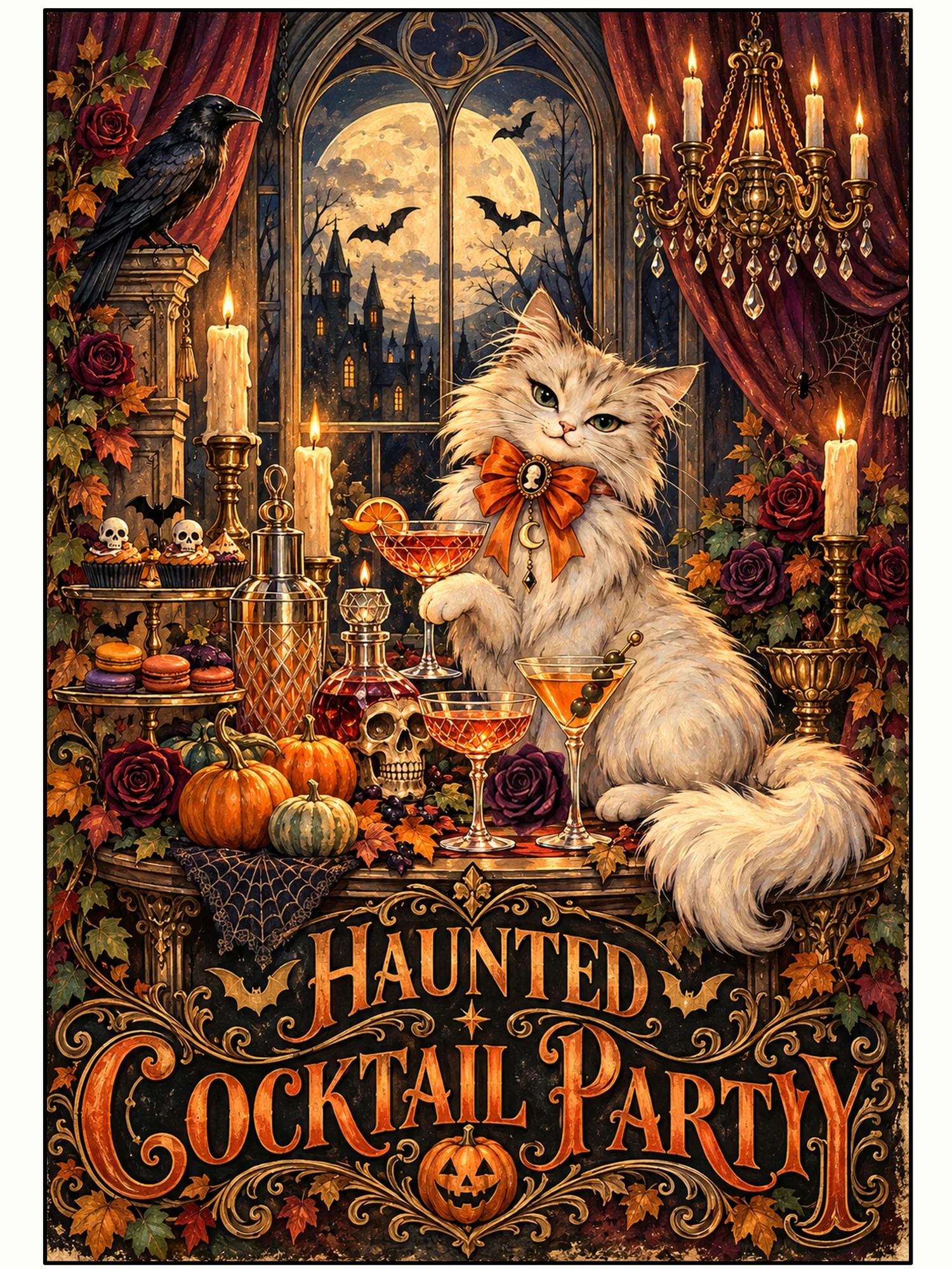The Haunted Cocktail Party Wall Art in Full Color.