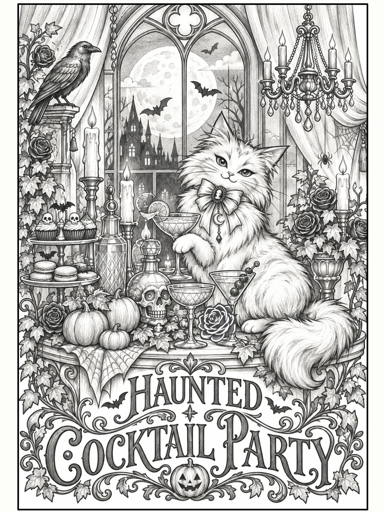 The Haunted Cocktail Party Wall Art in Graphite Black.