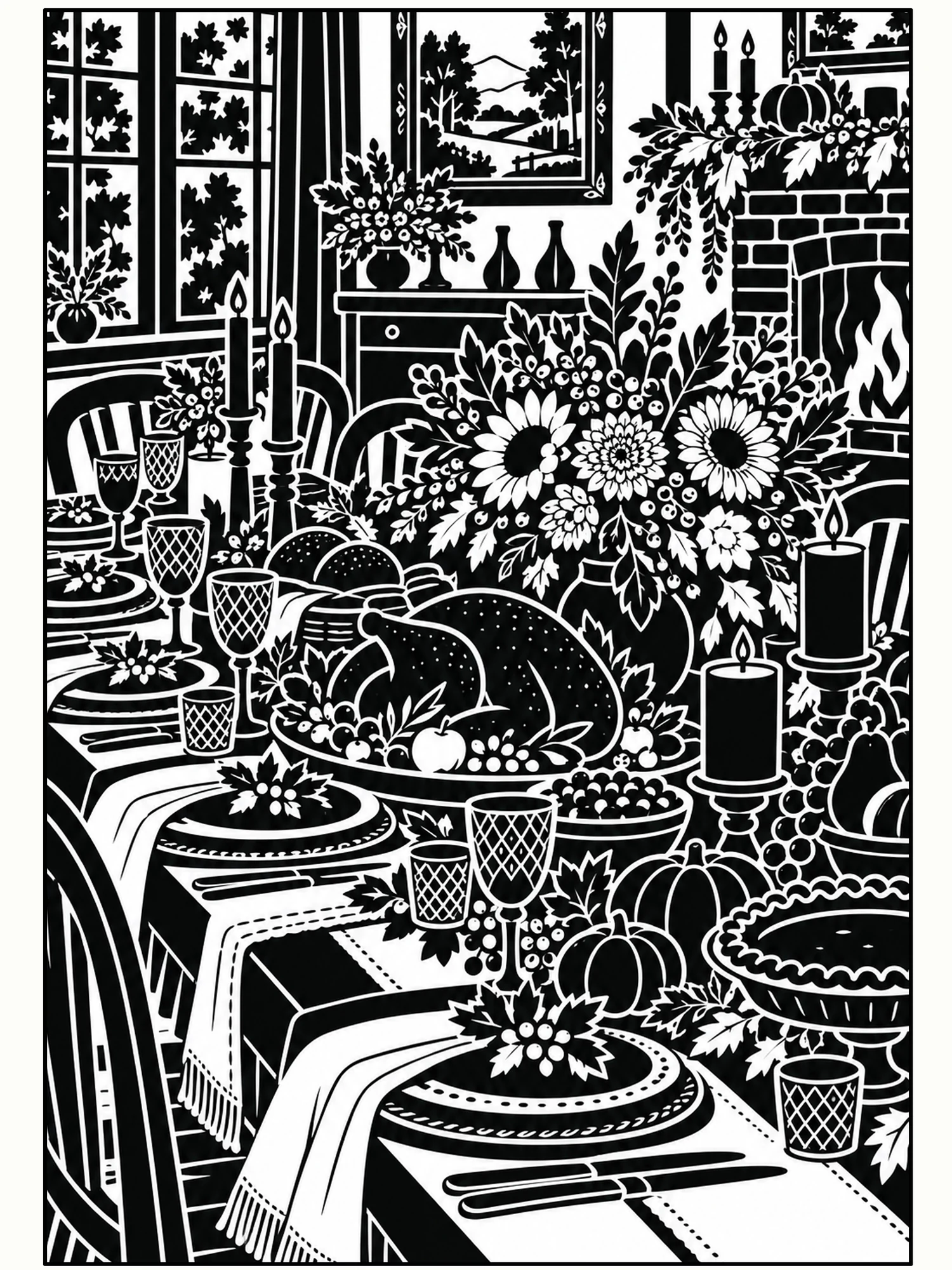 Gather Around the Harvest Table Thanksgiving Wall Art in Flat Black.