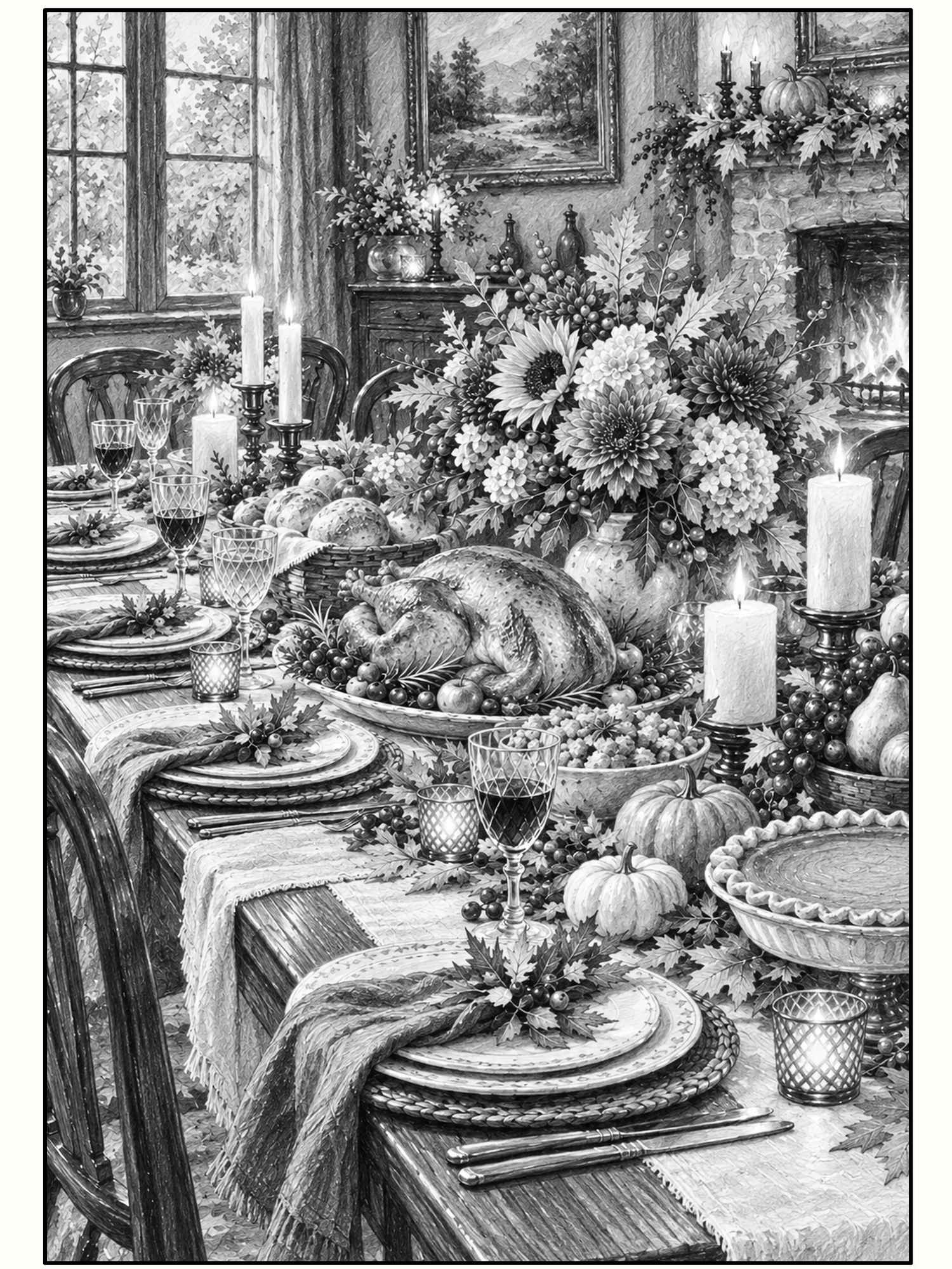 Gather Around the Harvest Table Thanksgiving Wall Art in Graphite Black.